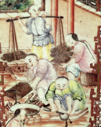 Detail from a vase depicting artisans by Ming Dynasty Chinese School